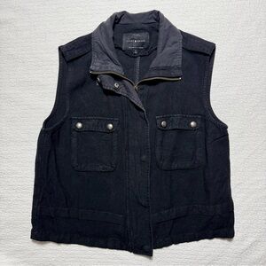 Lucky Brand Charcoal Utility Vest Zip Button Size Small